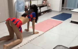SK016_riding a football baby all-fours in the living room